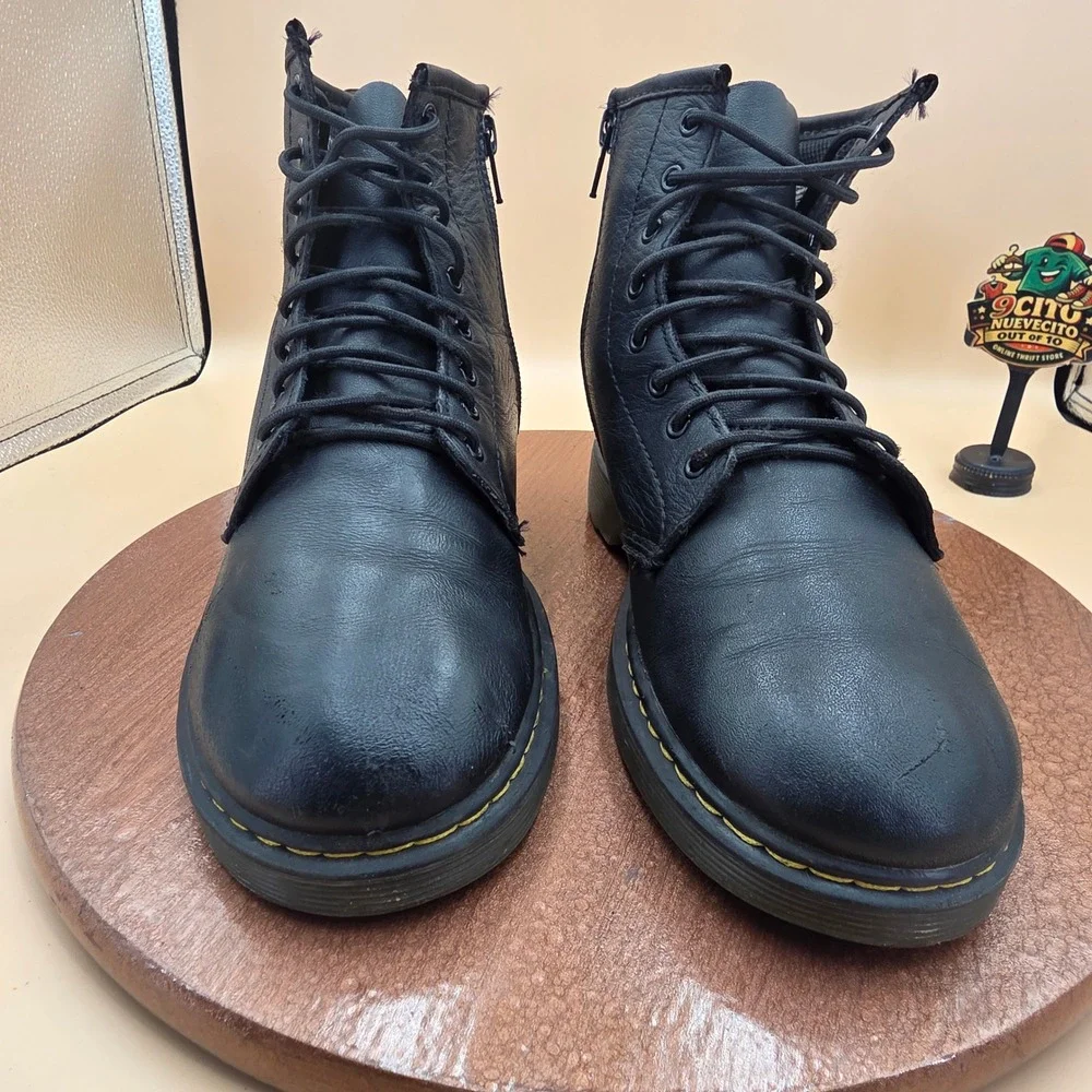 Dr. Martens 1460 J Black Leather Lace Up Side Zip Boots US L 5 M 4 EU 36